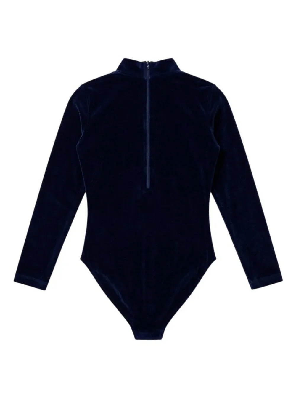 J.B. Bloomers Navy Youth Small Mockneck Long Sleeve Bodysuit Leotard Zip Back